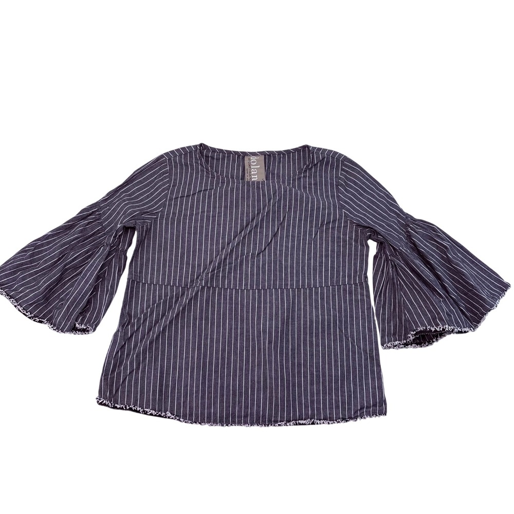 Dolan Left Coast Collection Gray Pinstripe Bell Sleeve Babydoll Top Small USA